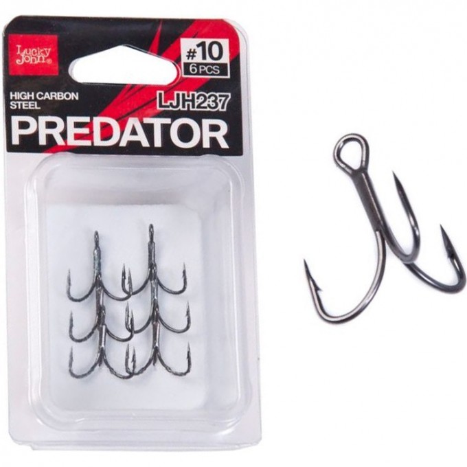 Крючки-тройники LUCKY JOHN PREDATOR LJH237 №10, 6 шт LJH237-010 Крючки-тройники LUCKY JOHN PREDATOR LJH237 №10, 6 шт LJH237-010