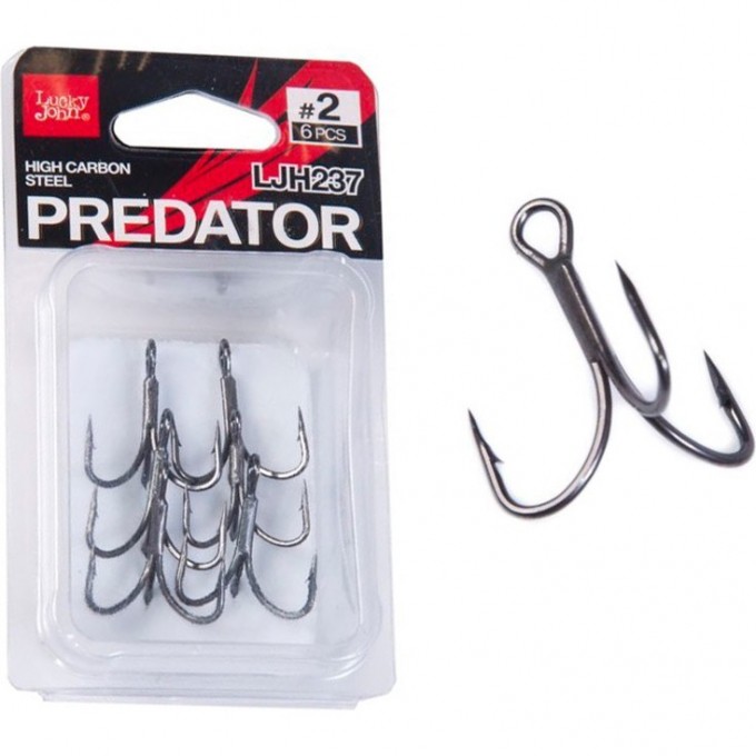 Крючки-тройники LUCKY JOHN PREDATOR LJH237 №2, 6 шт LJH237-002 Крючки-тройники LUCKY JOHN PREDATOR LJH237 №2, 6 шт LJH237-002