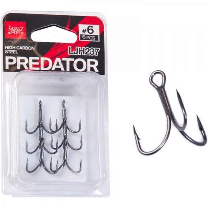 Крючки-тройники LUCKY JOHN PREDATOR LJH237 №6, 6 шт LJH237-006 Крючки-тройники LUCKY JOHN PREDATOR LJH237 №6, 6 шт LJH237-006