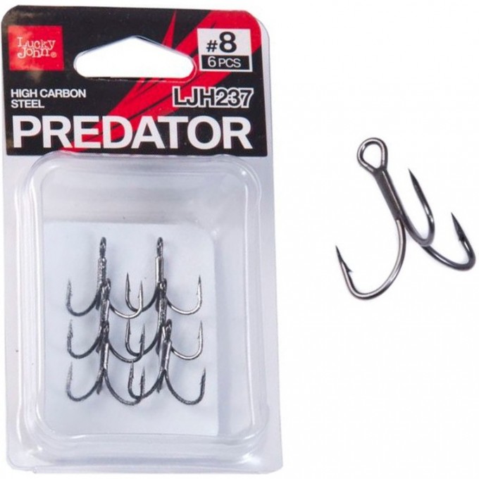 Крючки-тройники LUCKY JOHN PREDATOR LJH237 №8, 6 шт LJH237-008 Крючки-тройники LUCKY JOHN PREDATOR LJH237 №8, 6 шт LJH237-008