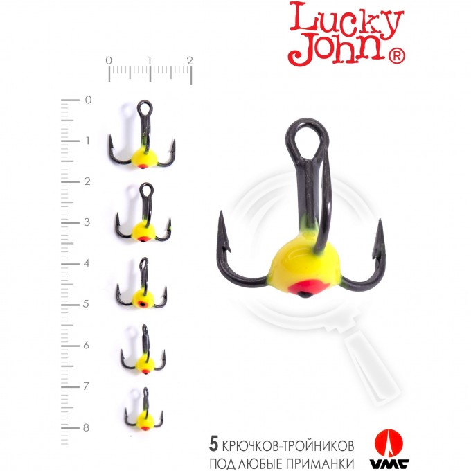 Крючок-тройник для приманок LUCKY JOHN 02SET с каплей цвет. 5шт. набор LJ99-002SET Крючок-тройник для приманок LUCKY JOHN 02SET с каплей цвет. 5шт. набор LJ99-002SET