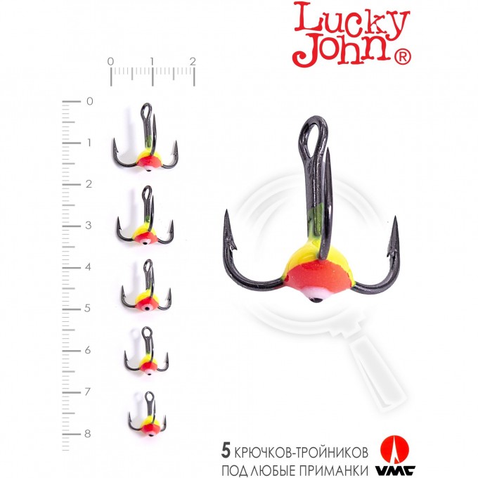 Крючок-тройник для приманок LUCKY JOHN 03SET с каплей цвет. 5шт. набор LJ99-003SET Крючок-тройник для приманок LUCKY JOHN 03SET с каплей цвет. 5шт. набор LJ99-003SET
