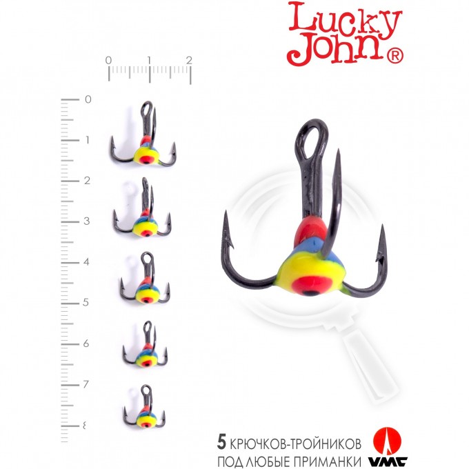 Крючок-тройник для приманок LUCKY JOHN 05SET с каплей цвет. 5шт. набор LJ99-005SET Крючок-тройник для приманок LUCKY JOHN 05SET с каплей цвет. 5шт. набор LJ99-005SET