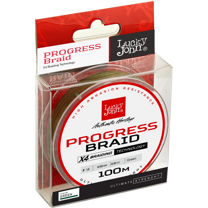 Леска плетёная LUCKY JOHN PROGRESS BRAID GREEN 100 м - 0,131 мм LJ4106-013 Леска плетёная LUCKY JOHN PROGRESS BRAID GREEN 100 м - 0,131 мм LJ4106-013