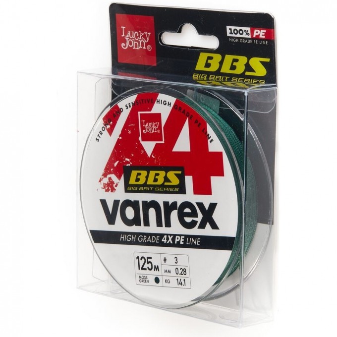 Леска плетёная LUCKY JOHN VANREX BBS Х4 BRAID MOSS Green 125 м - 0,28 мм LJ4114-028 Леска плетёная LUCKY JOHN VANREX BBS Х4 BRAID MOSS Green 125 м - 0,28 мм LJ4114-028
