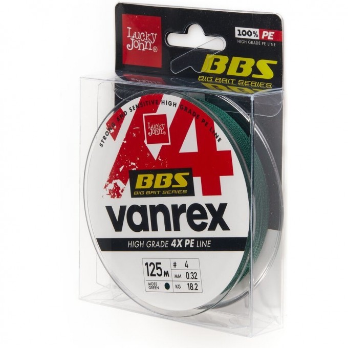 Леска плетёная LUCKY JOHN VANREX BBS Х4 BRAID MOSS Green 125 м - 0,32 мм LJ4114-032 Леска плетёная LUCKY JOHN VANREX BBS Х4 BRAID MOSS Green 125 м - 0,32 мм LJ4114-032