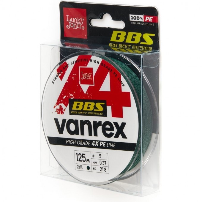 Леска плетёная LUCKY JOHN VANREX BBS Х4 BRAID MOSS Green 125 м - 0,37 мм LJ4114-037 Леска плетёная LUCKY JOHN VANREX BBS Х4 BRAID MOSS Green 125 м - 0,37 мм LJ4114-037