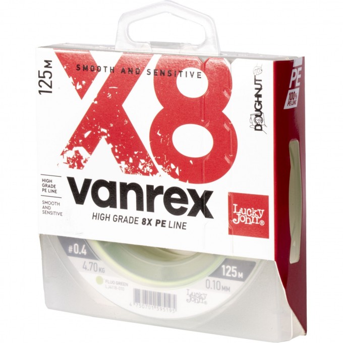Леска плетёная LUCKY JOHN VANREX Х8 BRAID FLUO GREEN 125 м - 0,10 мм LJ4118-010 Леска плетёная LUCKY JOHN VANREX Х8 BRAID FLUO GREEN 125 м - 0,10 мм LJ4118-010