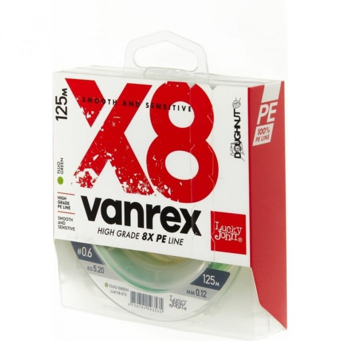 Леска плетёная LUCKY JOHN VANREX Х8 FLUO GREEN 125 м - 0,12 мм LJ4118-012 Леска плетёная LUCKY JOHN VANREX Х8 FLUO GREEN 125 м - 0,12 мм LJ4118-012