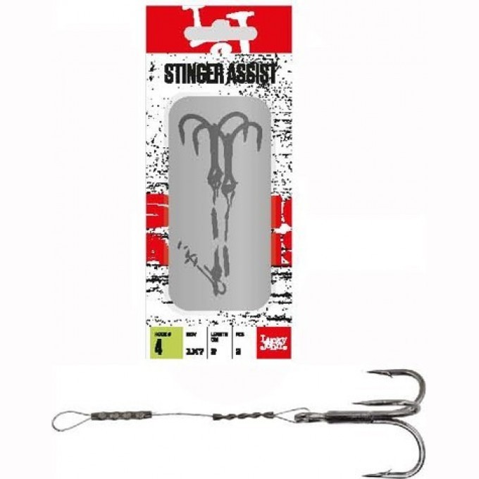 Оснастка стальная LUCKY JOHN STINGER ASSIST 1X7 4Cm, оснащенная тройником №04 2Шт. LJP7404-004 Оснастка стальная LUCKY JOHN STINGER ASSIST 1X7 4Cm, оснащенная тройником №04 2Шт. LJP7404-004