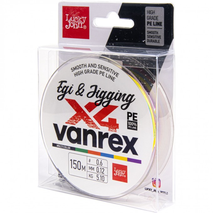 Плетеный шнур LUCKY JOHN VANREX EGI & JIGGING Х4 BRAID MULTI COLOR 150 м - 0,12 мм LJ4108-012 Плетеный шнур LUCKY JOHN VANREX EGI & JIGGING Х4 BRAID MULTI COLOR 150 м - 0,12 мм LJ4108-012