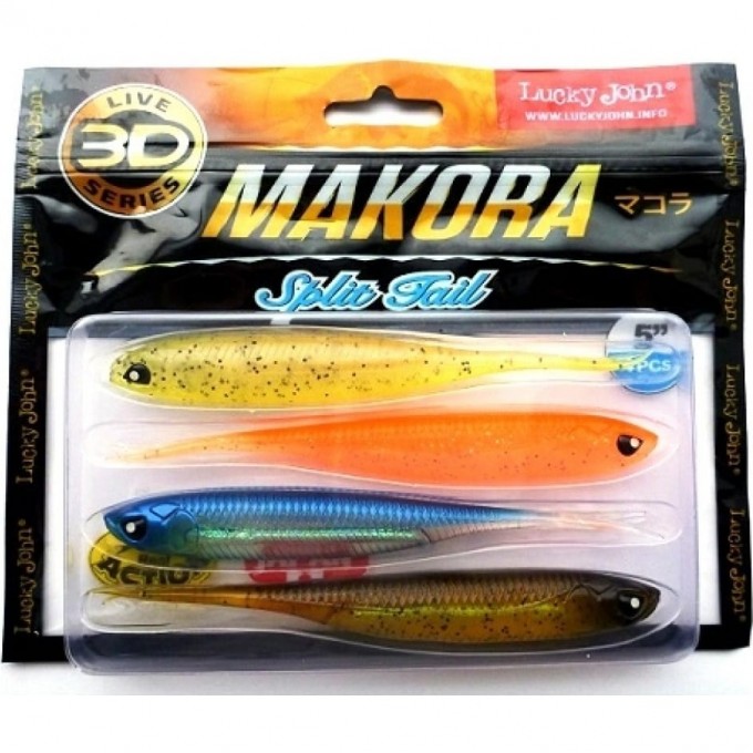 Виброхвост LUCKY JOHN 3D SERIES MAKORA SPLIT TAIL 5.0in (12,7 см), цвет mix1 4Шт. 140411-MIX1 Виброхвост LUCKY JOHN 3D SERIES MAKORA SPLIT TAIL 5.0in (12,7 см), цвет mix1 4Шт. 140411-MIX1